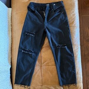 Women's Relaxed Fit Distressed Black Jeans